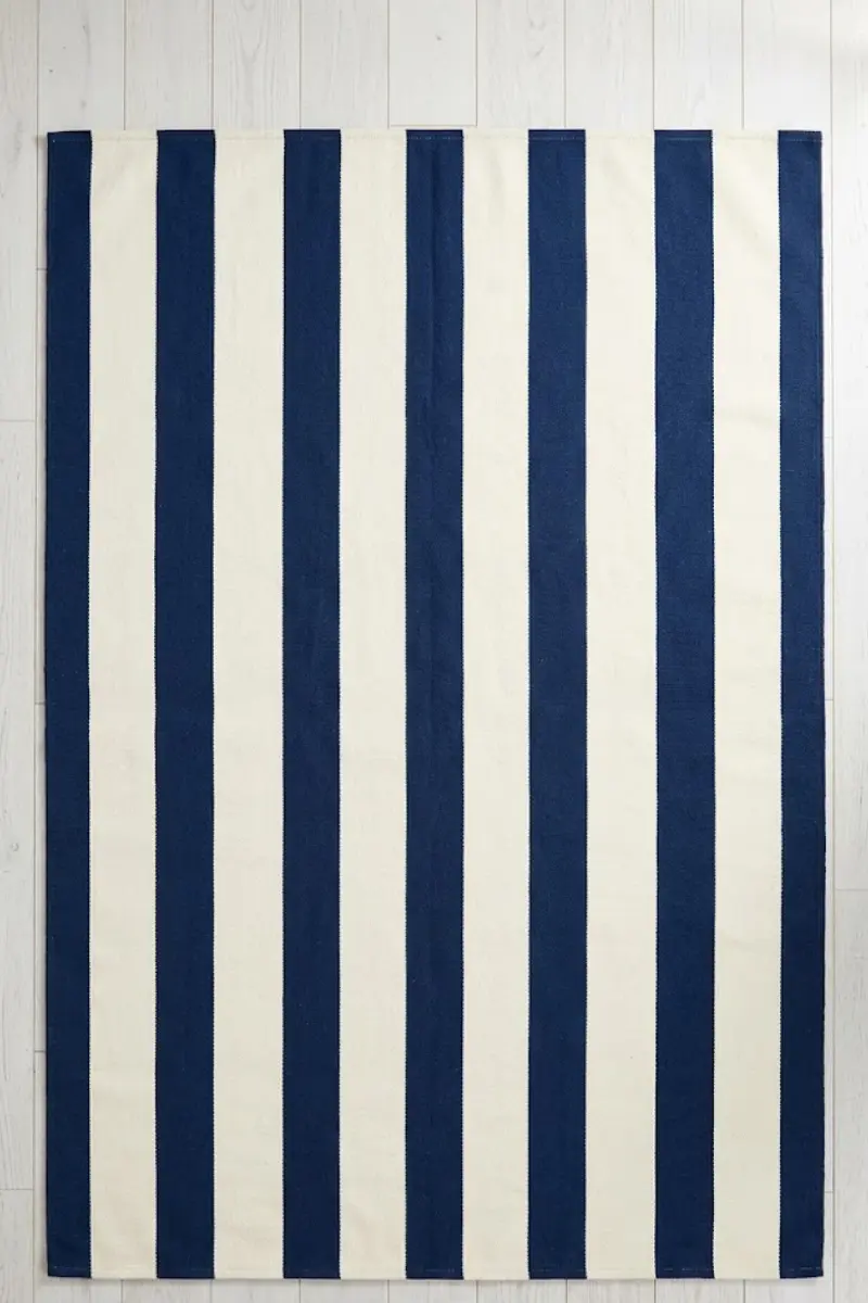 Coastal Stripe Cotton Flatweave Area Rug