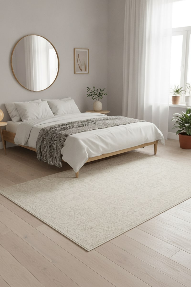 Cream Abstract Scandinavian Area Rug view 3