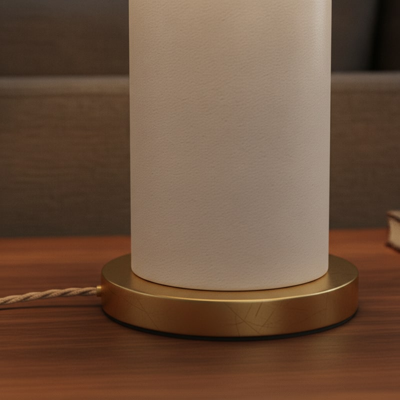 Cream Ceramic Table Lamp with Brass Base view 2