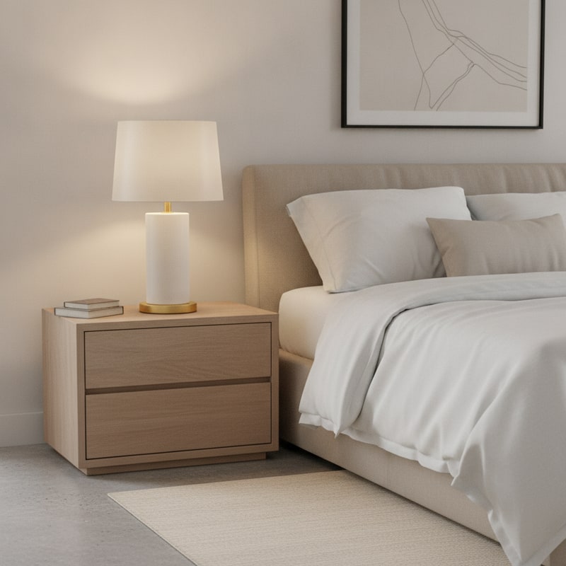 Cream Ceramic Table Lamp with Brass Base view 3