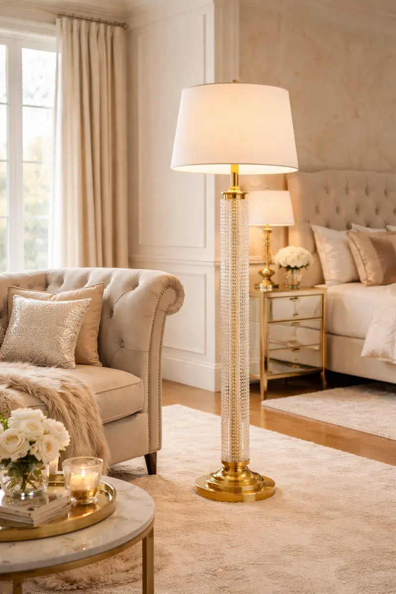 Crystal Beaded Column Floor Lamp