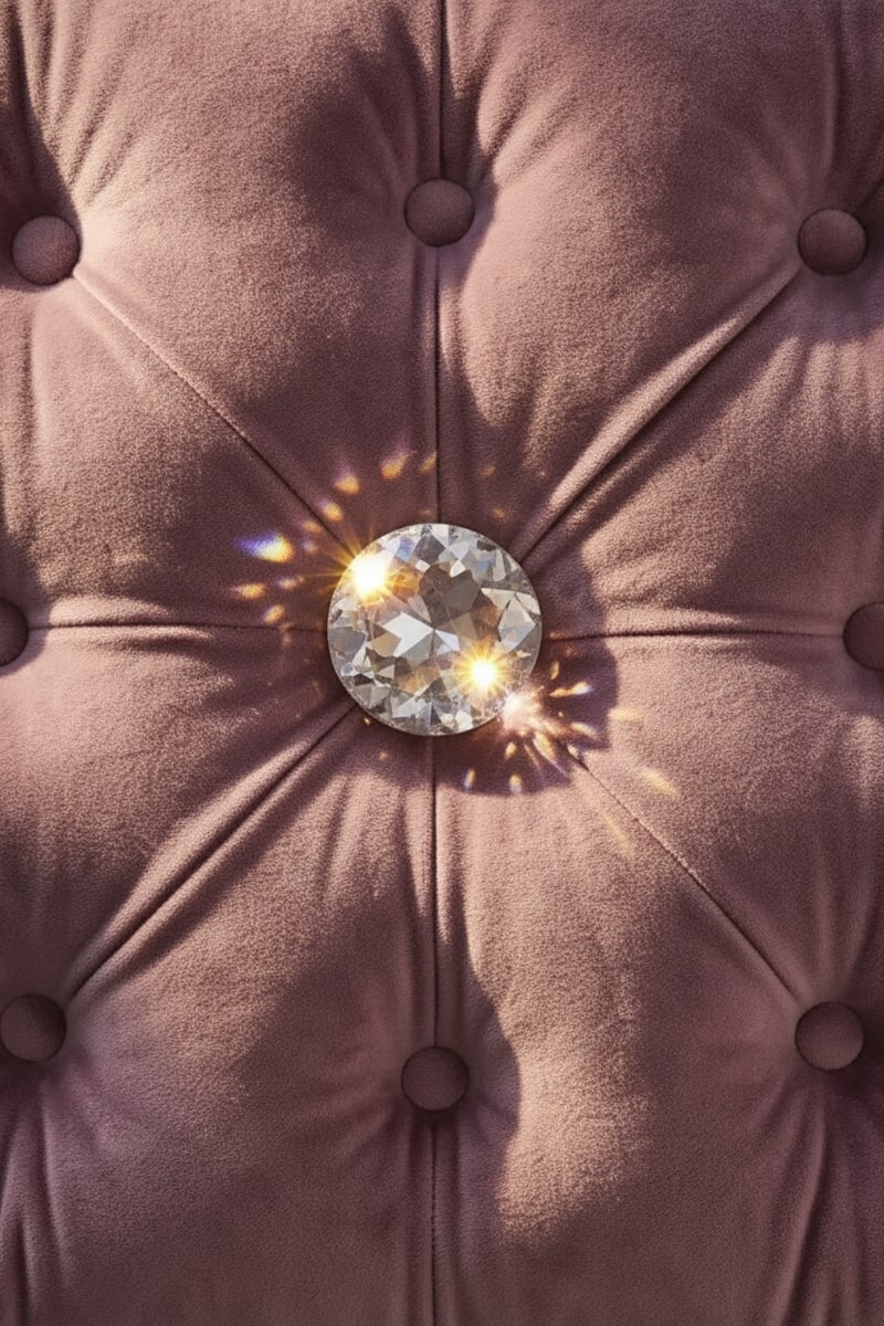 Crystal Button-Tufted Velvet Throw Pillow styled in a room