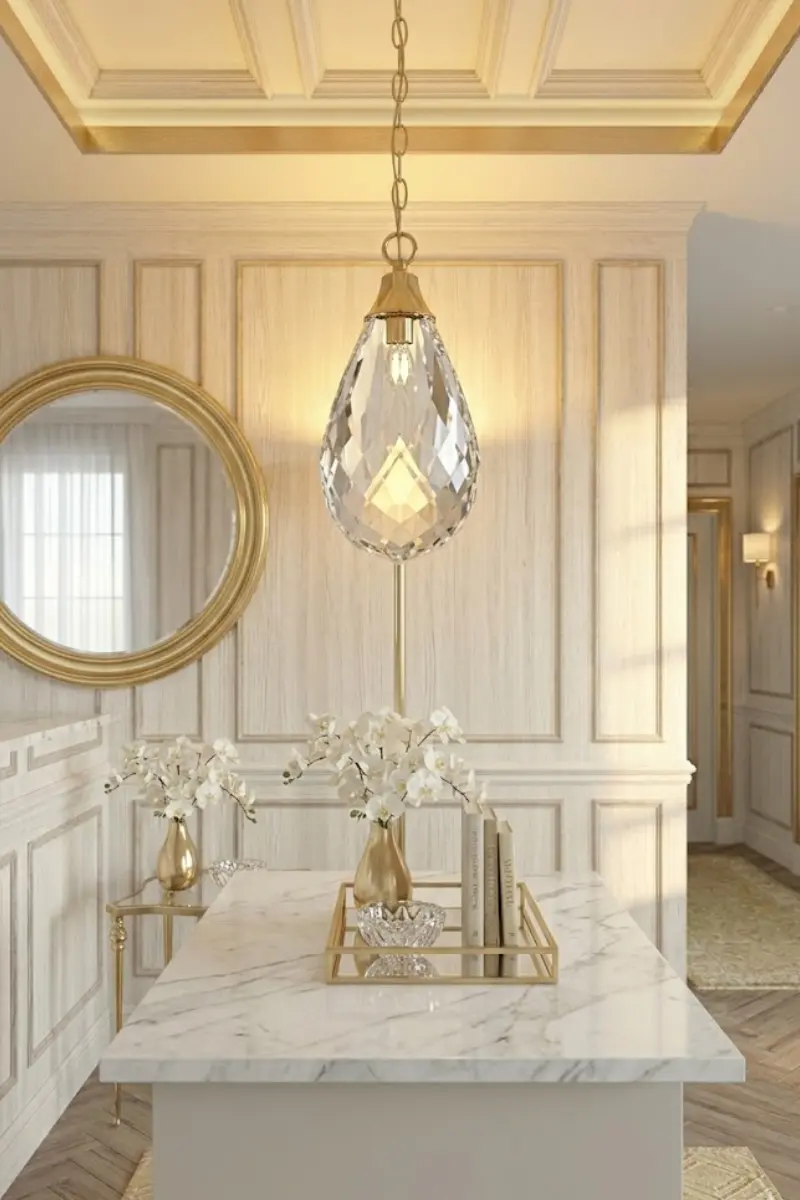 Crystal Drop Single Pendant Light