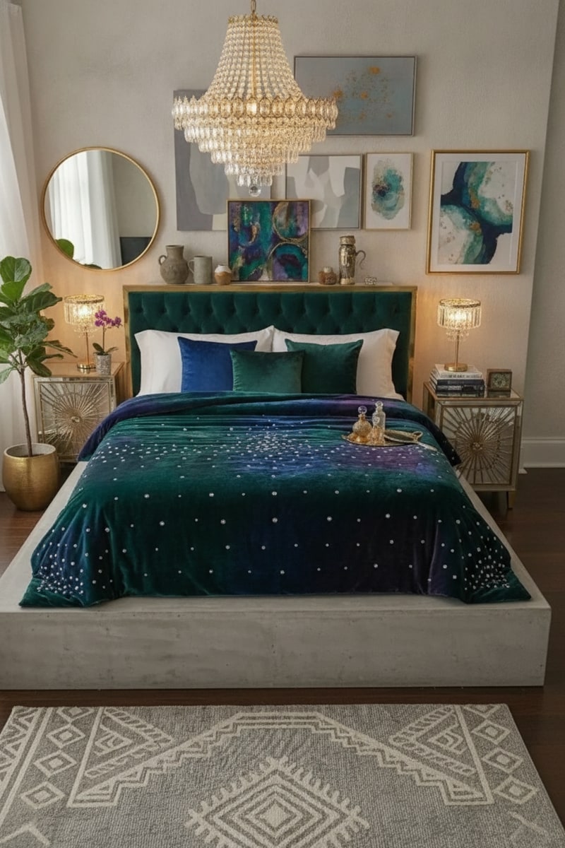 Crystal-Embellished Velvet Coverlet Set view 3