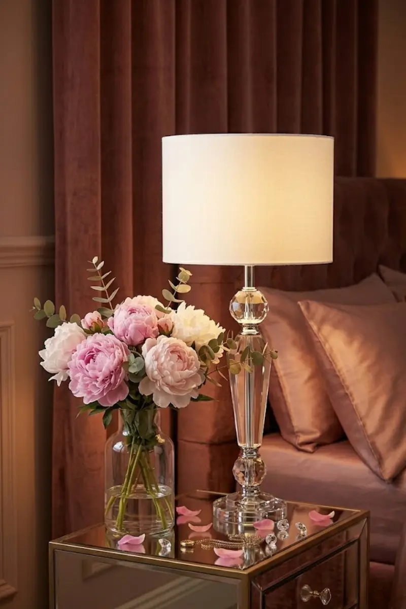 Crystal Table Lamp with Gold Base