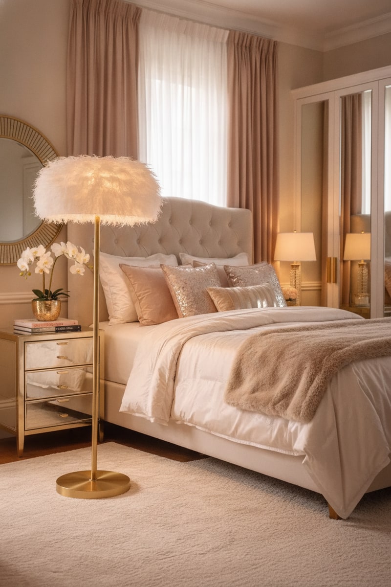 Feather Shade Glam Floor Lamp view 3