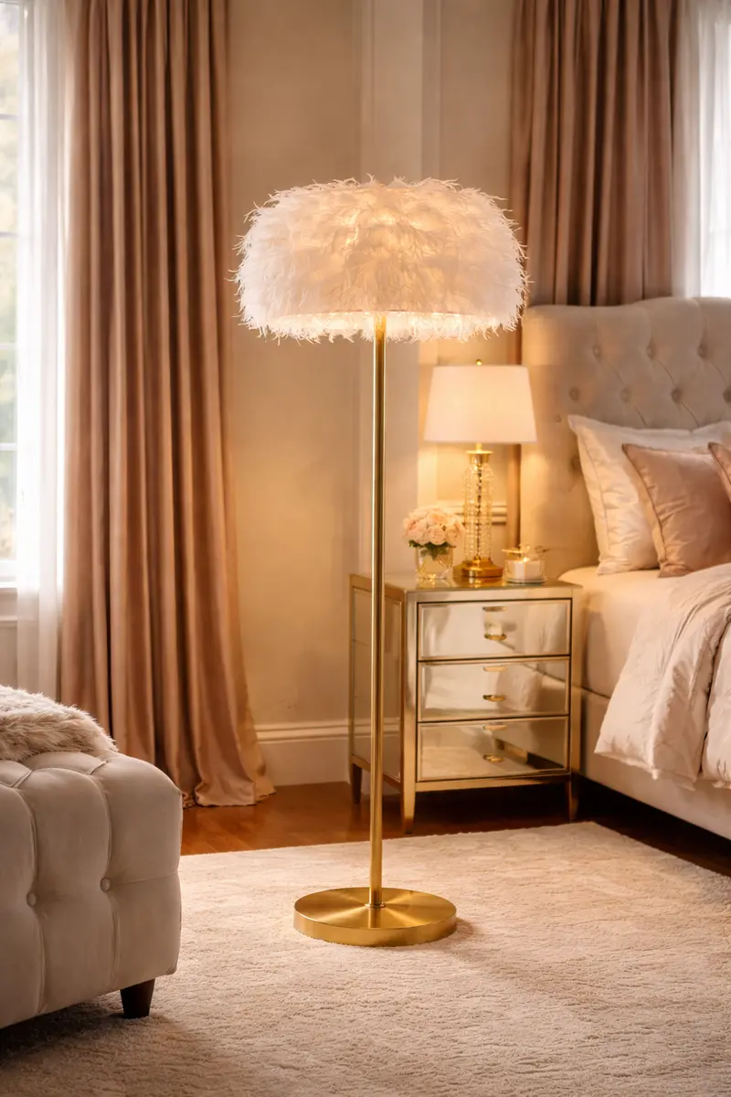 Feather Shade Glam Floor Lamp