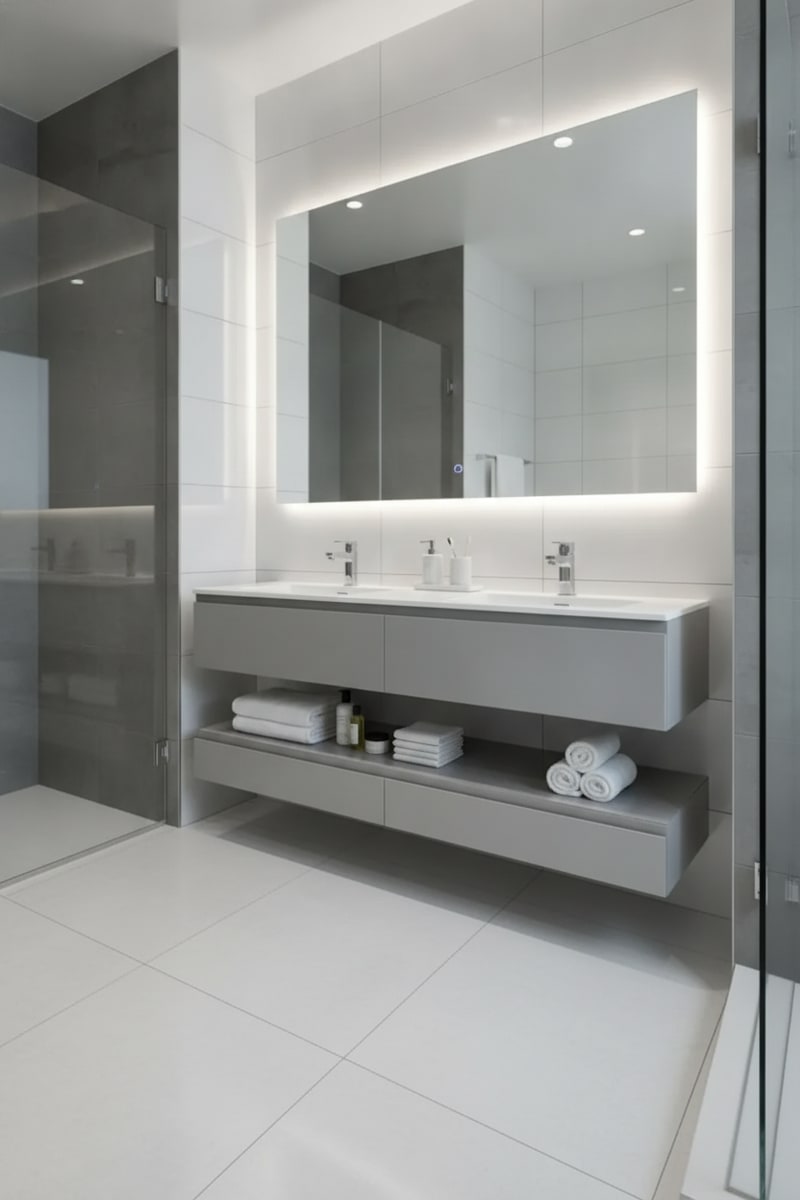 Frameless LED Bathroom Vanity Mirror styled in a room