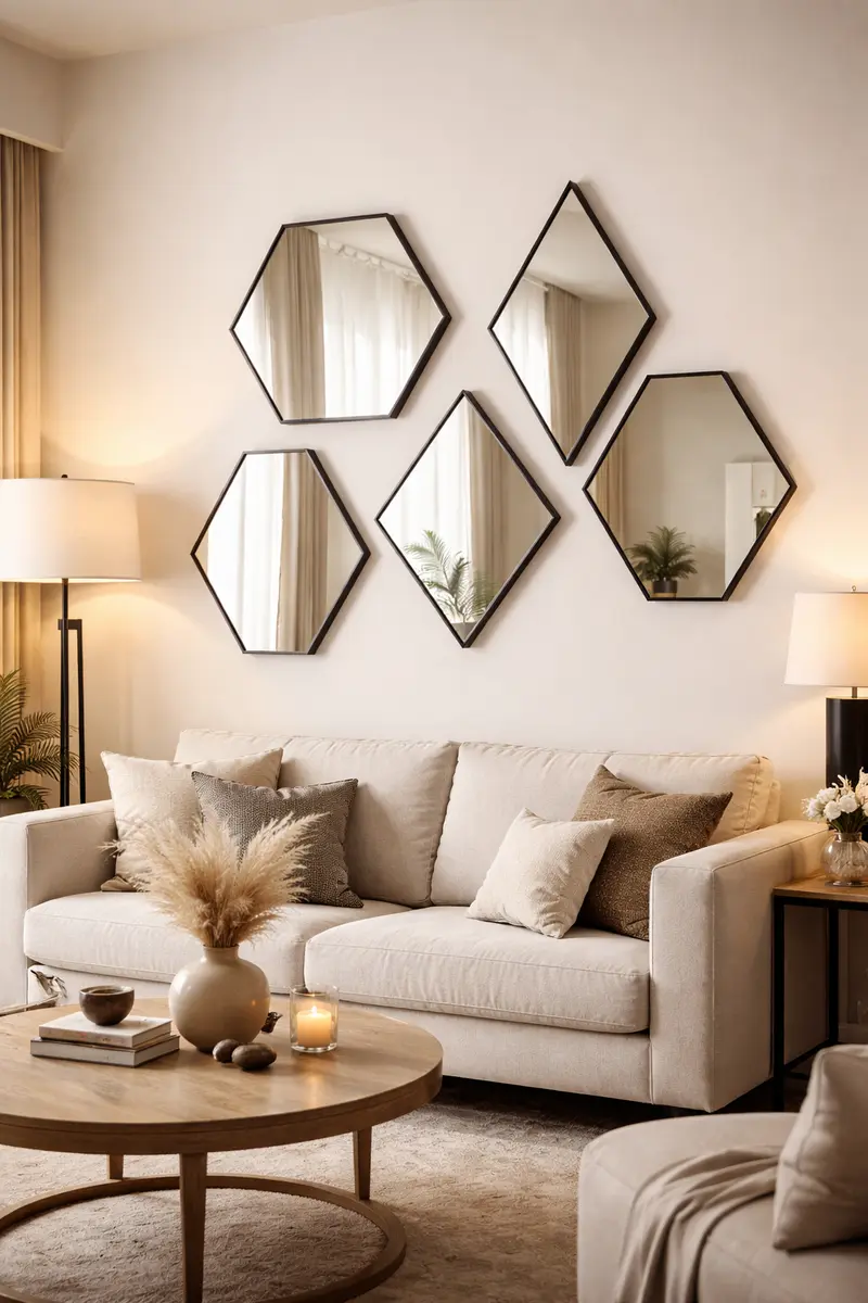 Geometric Cluster Wall Mirror Set
