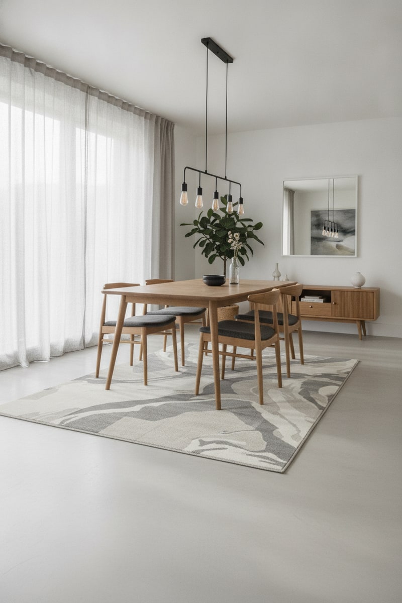 Geometric Polypropylene Low-Pile Dining Room Rug view 3