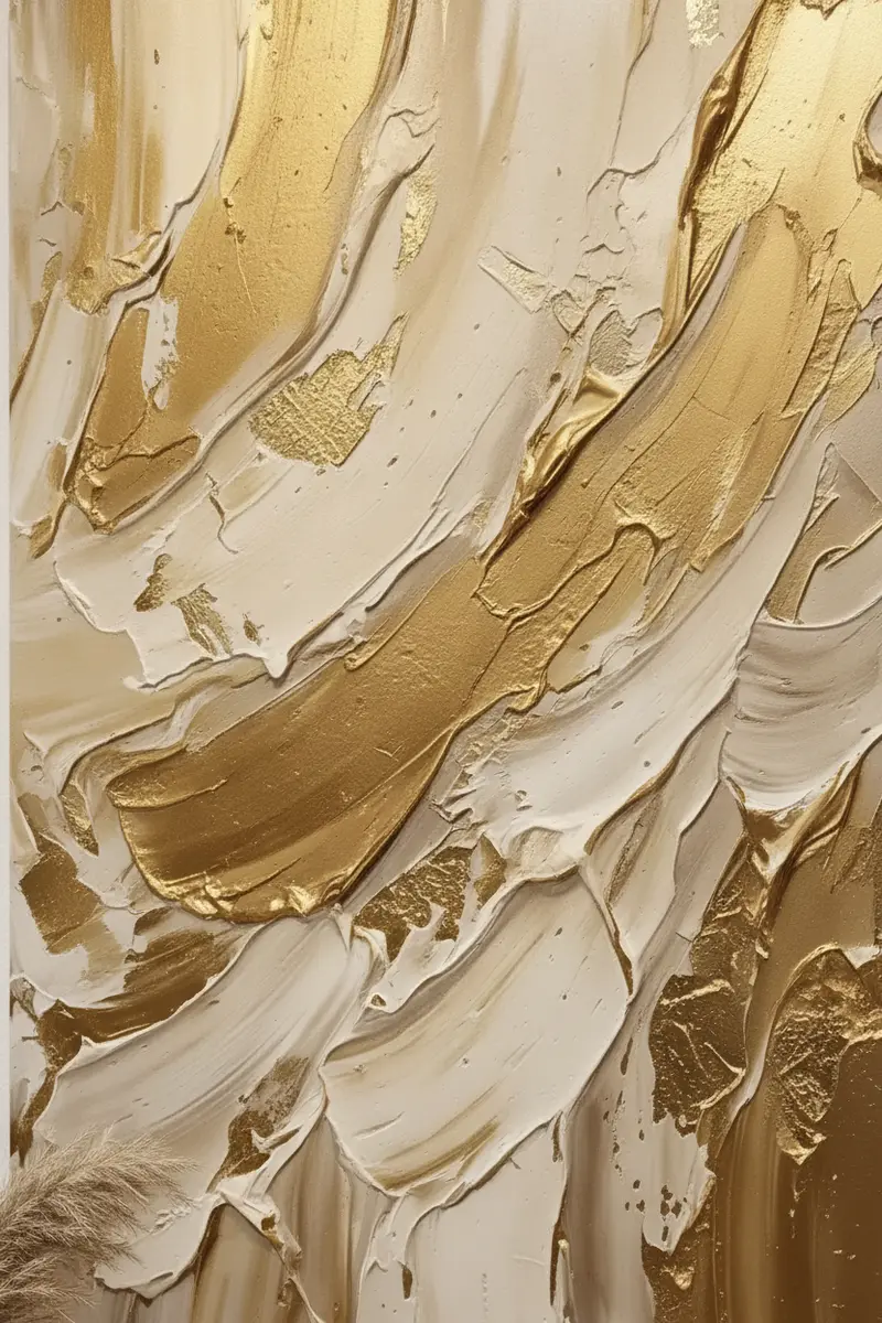 Detail of gold abstract canvas texture and edge wrap