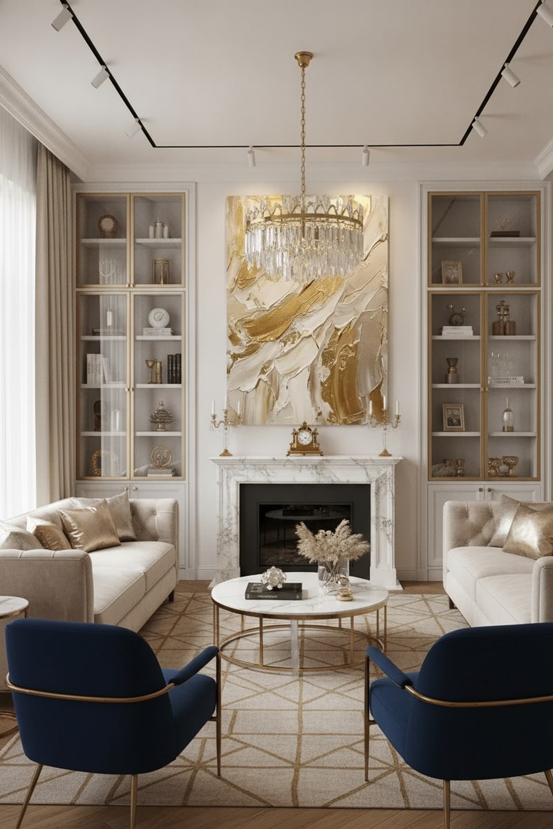 Gold Abstract Canvas Wall Art view 3