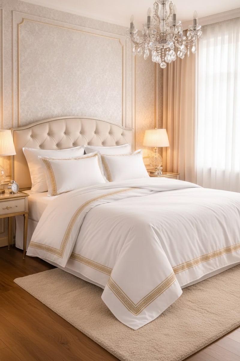 Gold Embroidered Luxury Sheet Set view 3