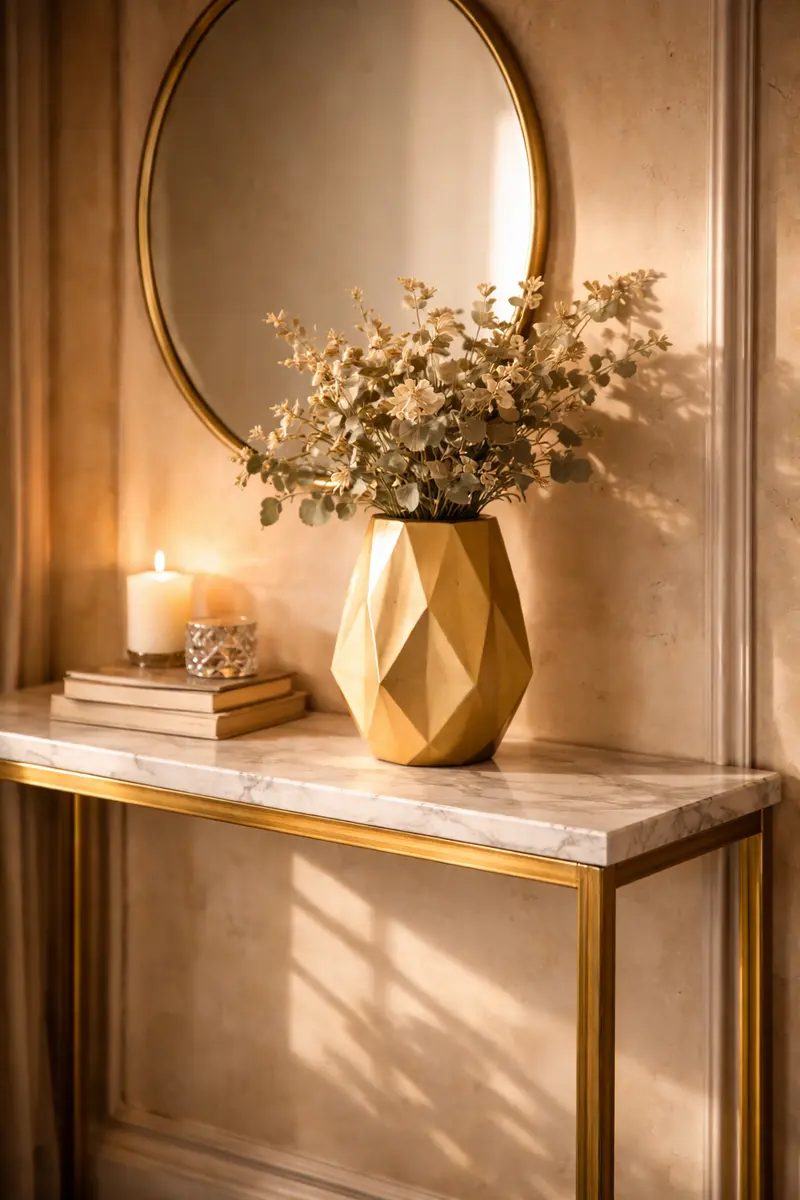 Gold Geometric Metal Accent Vase