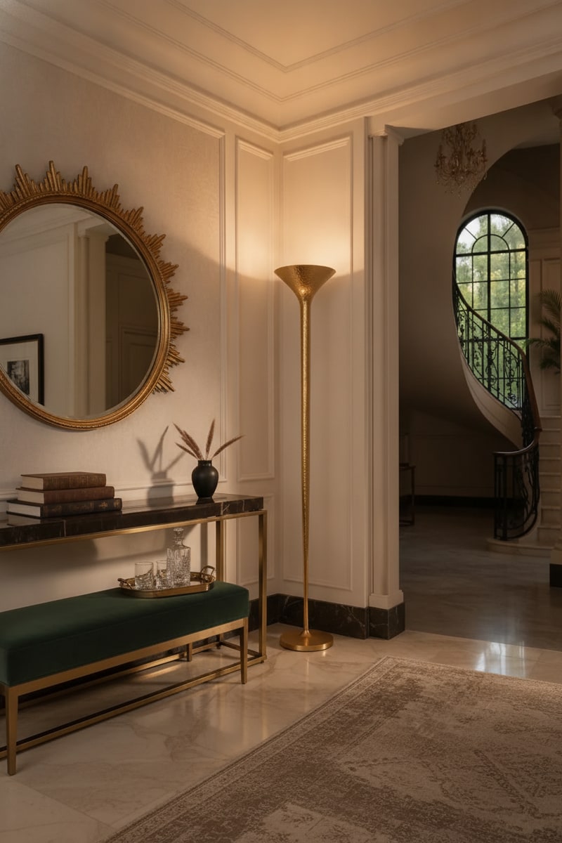 Gold Leaf Torchiere Floor Lamp view 3