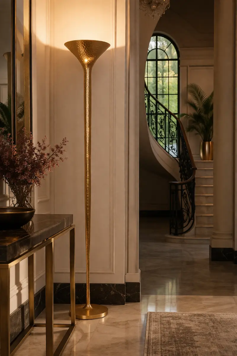 Gold Leaf Torchiere Floor Lamp