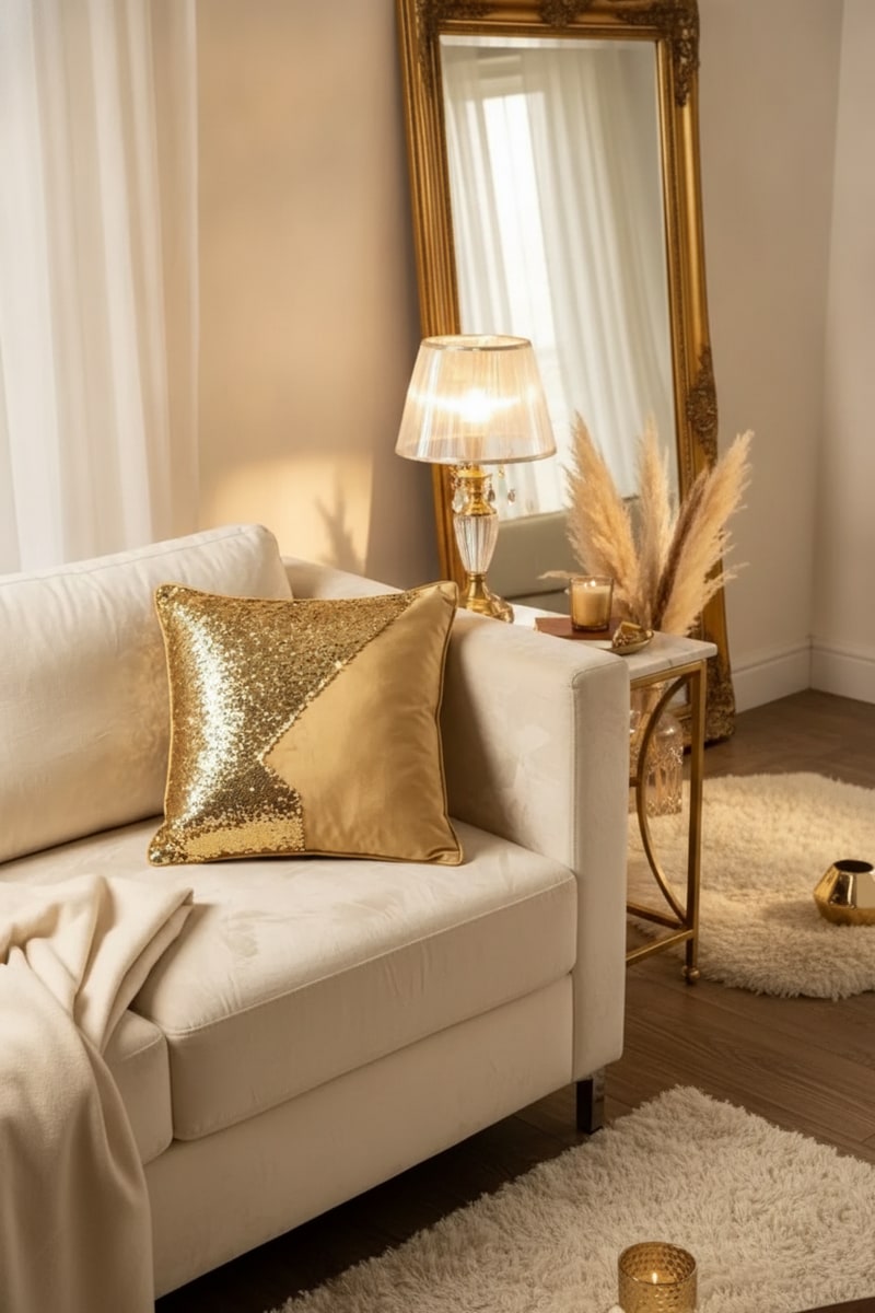 Gold Sequin Reversible Accent Pillow view 3