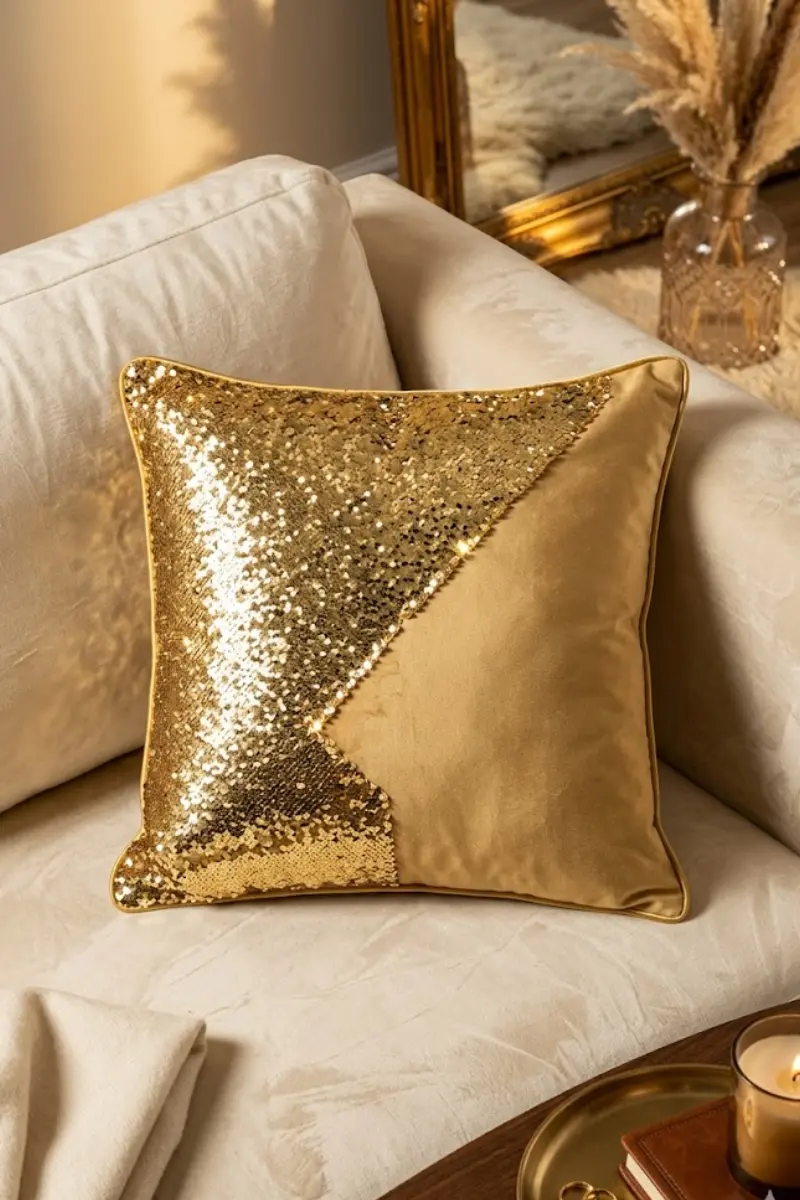 Gold Sequin Reversible Accent Pillow