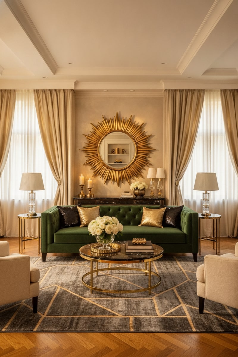 Gold Sunburst Wall Mirror view 3