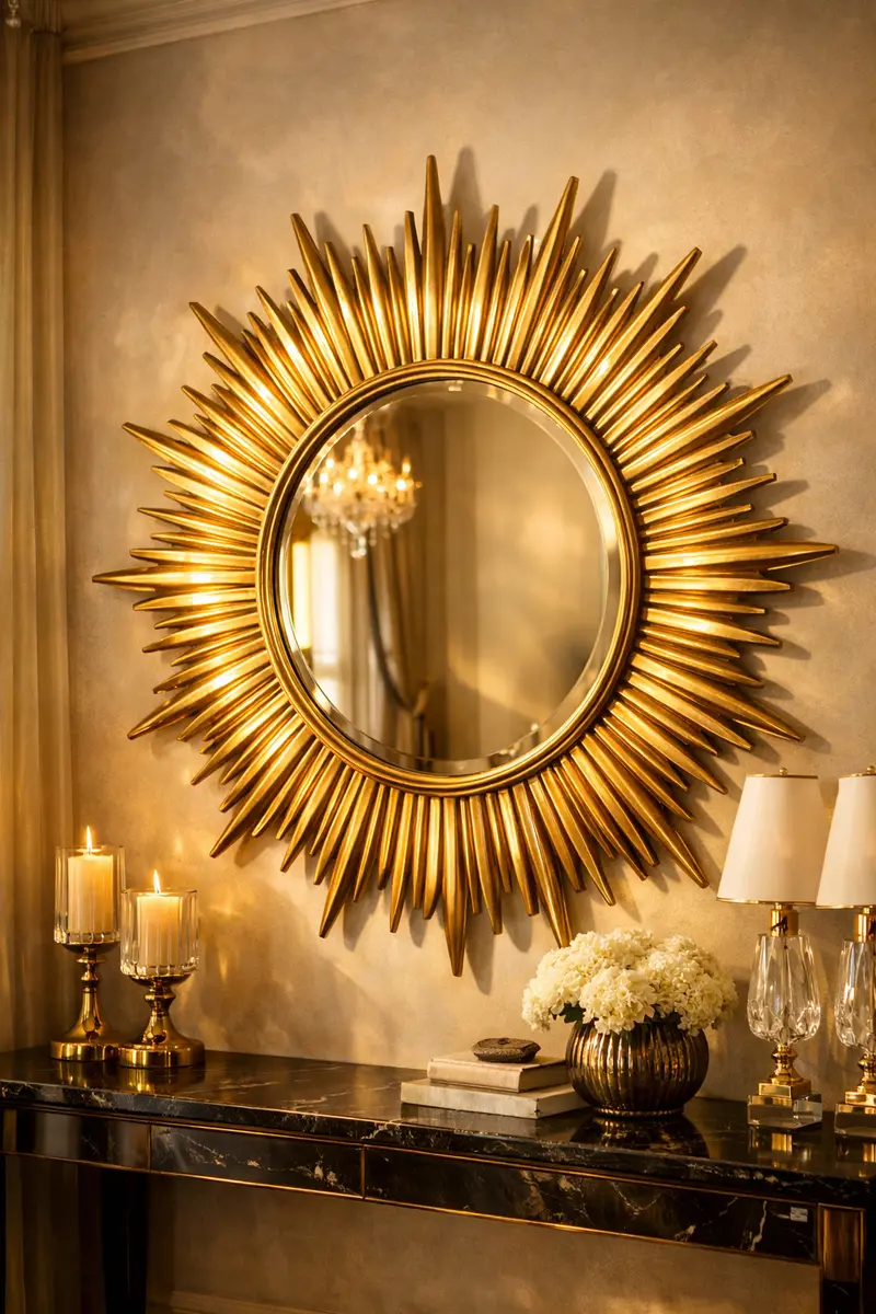 Gold Sunburst Wall Mirror