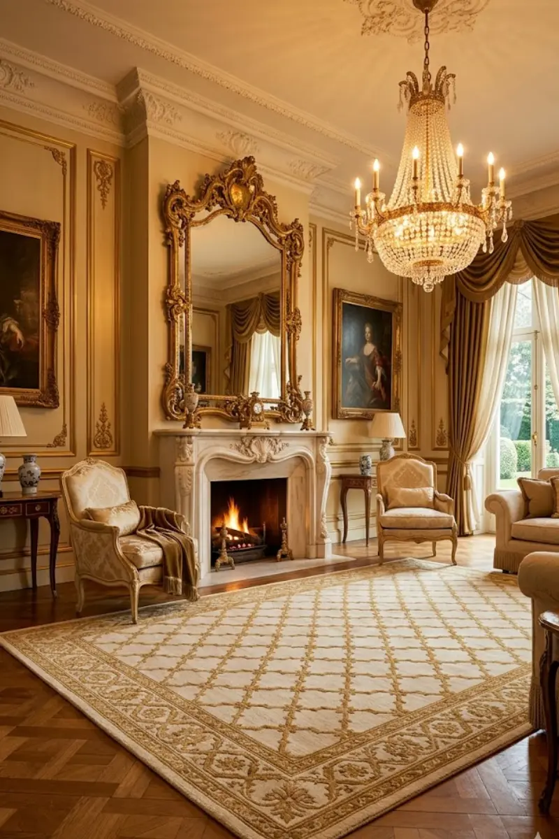 Gold Trellis Luxury Woven Area Rug