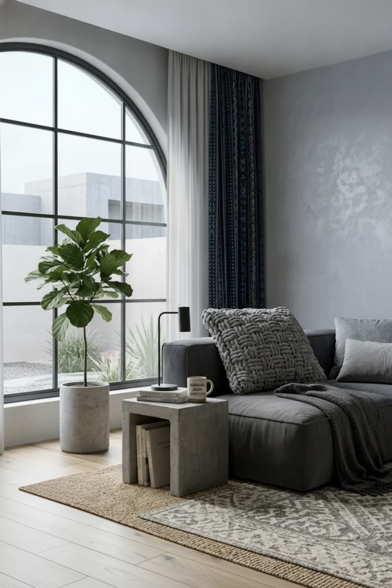 Grey Chunky Knit Oversized Throw Pillow view 3
