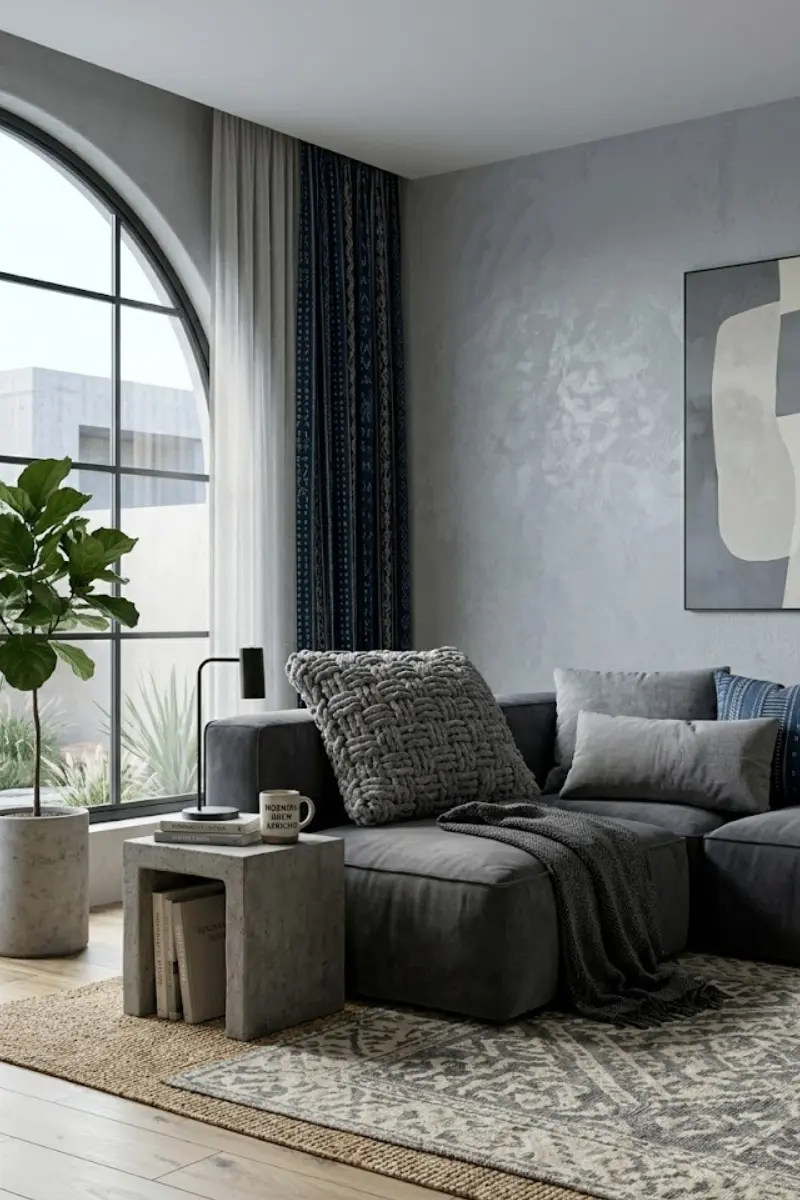 Grey Chunky Knit Oversized Throw Pillow
