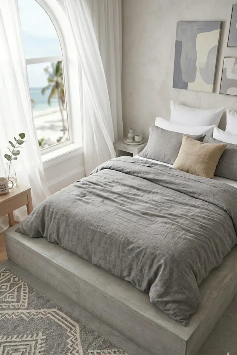 Grey Linen Minimalist Duvet Bedding Set