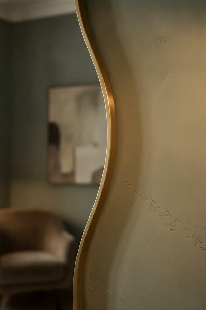 Irregular Asymmetrical Designer Mirror styled in a room