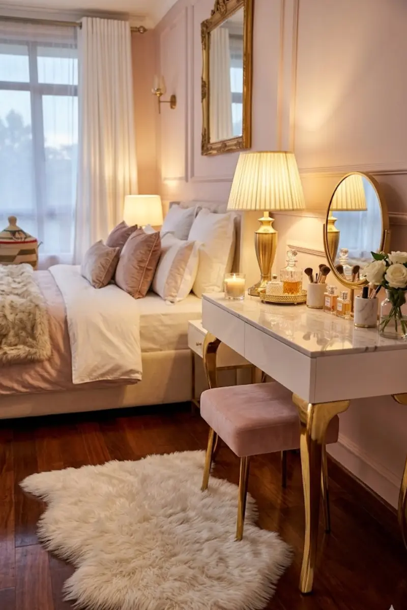 Ivory Fluffy Faux Fur Accent Rug