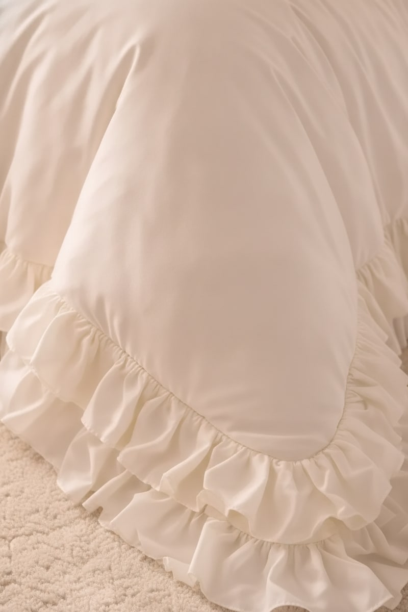 Ivory Ruffled Duvet Cover Set styled in a room