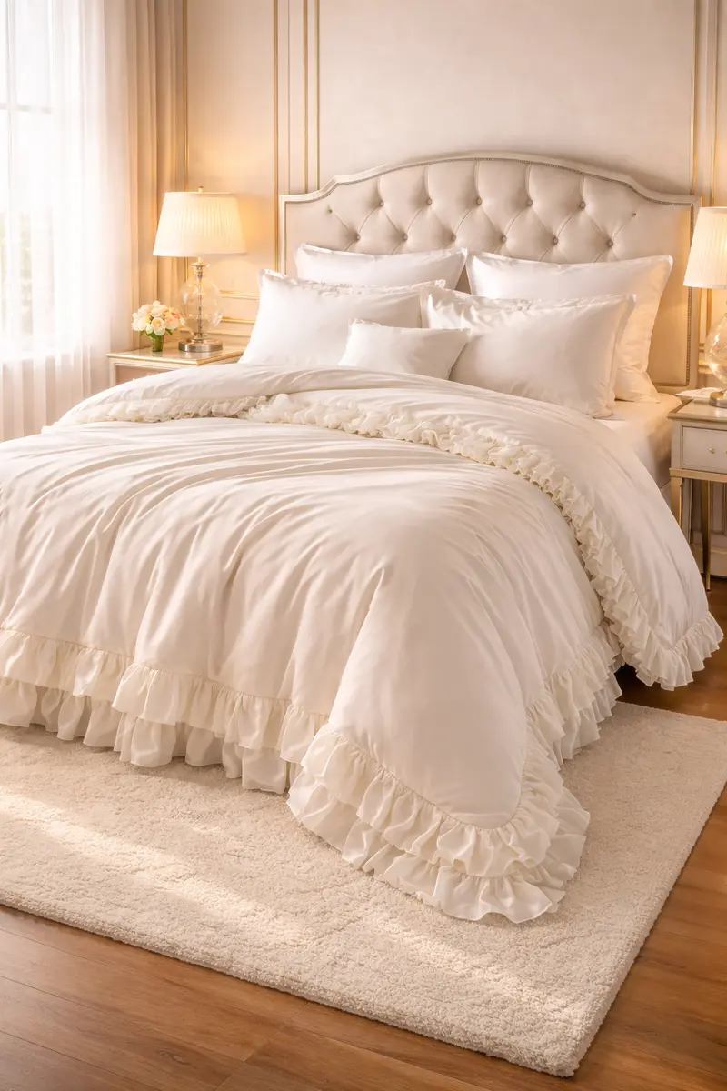 Ivory Ruffled Duvet Cover Set