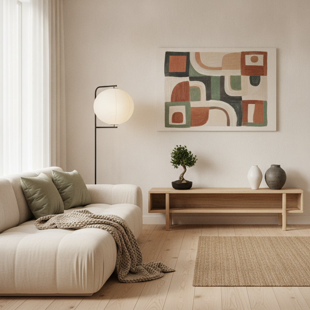 Japandi Geometric Canvas Wall Art, Set of 3