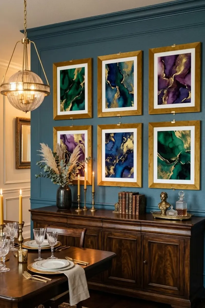 Jewel Tone Velvet Framed Gallery Wall Set