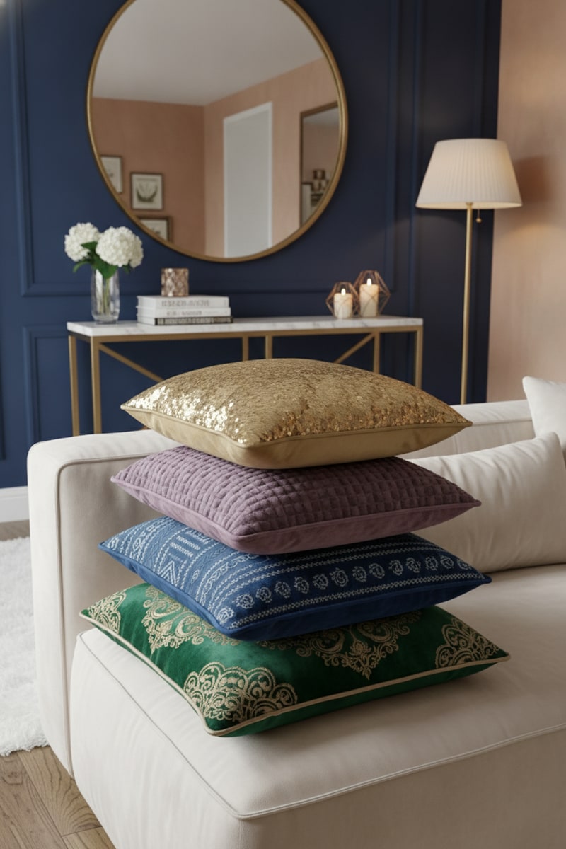 Jewel Tone Velvet Pillow Cover Set of Four view 3
