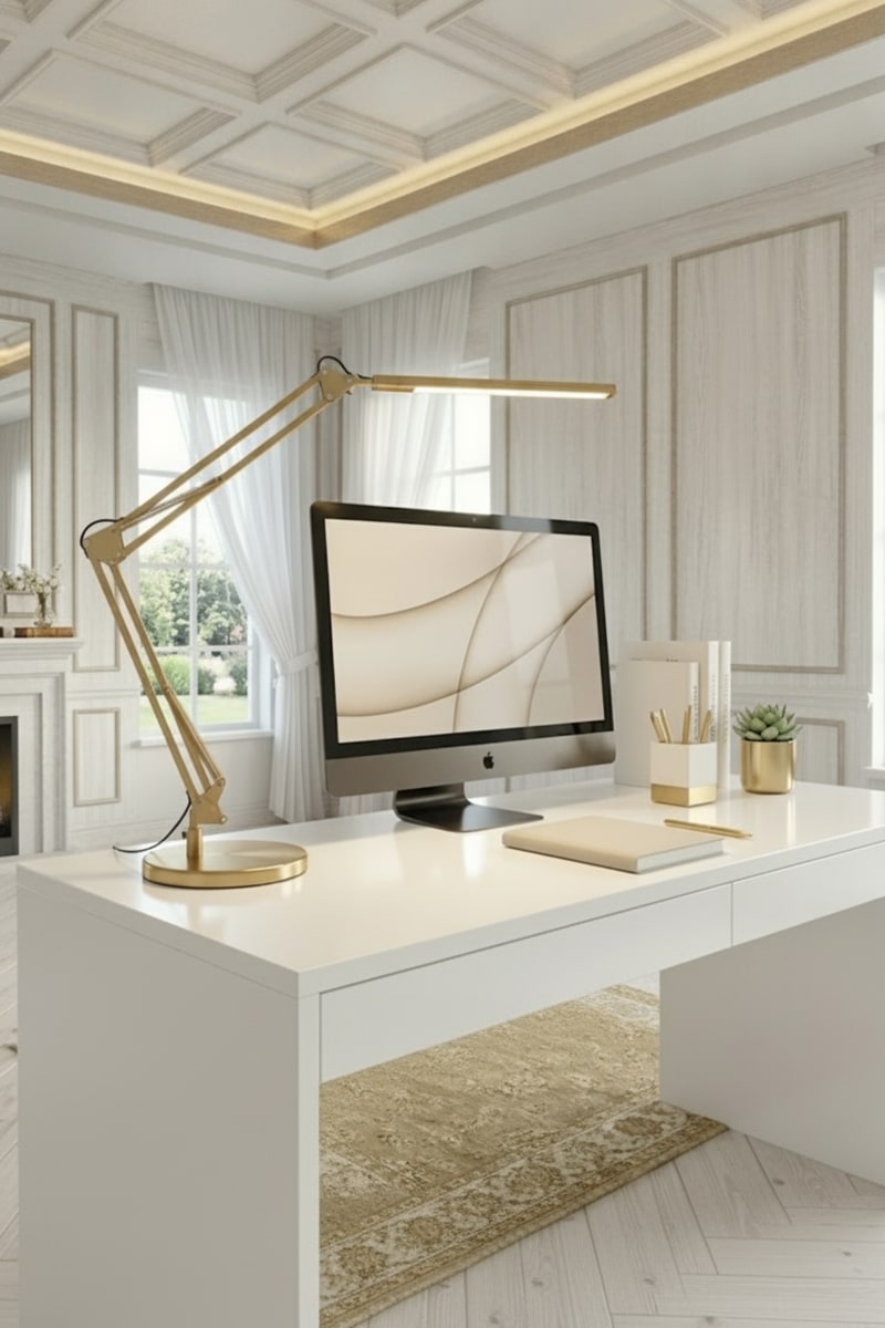 LED Adjustable Desk Lamp in Brushed Gold view 3