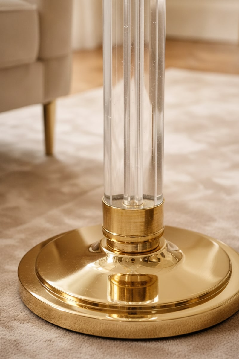 Lucite Acrylic Column Floor Lamp styled in a room