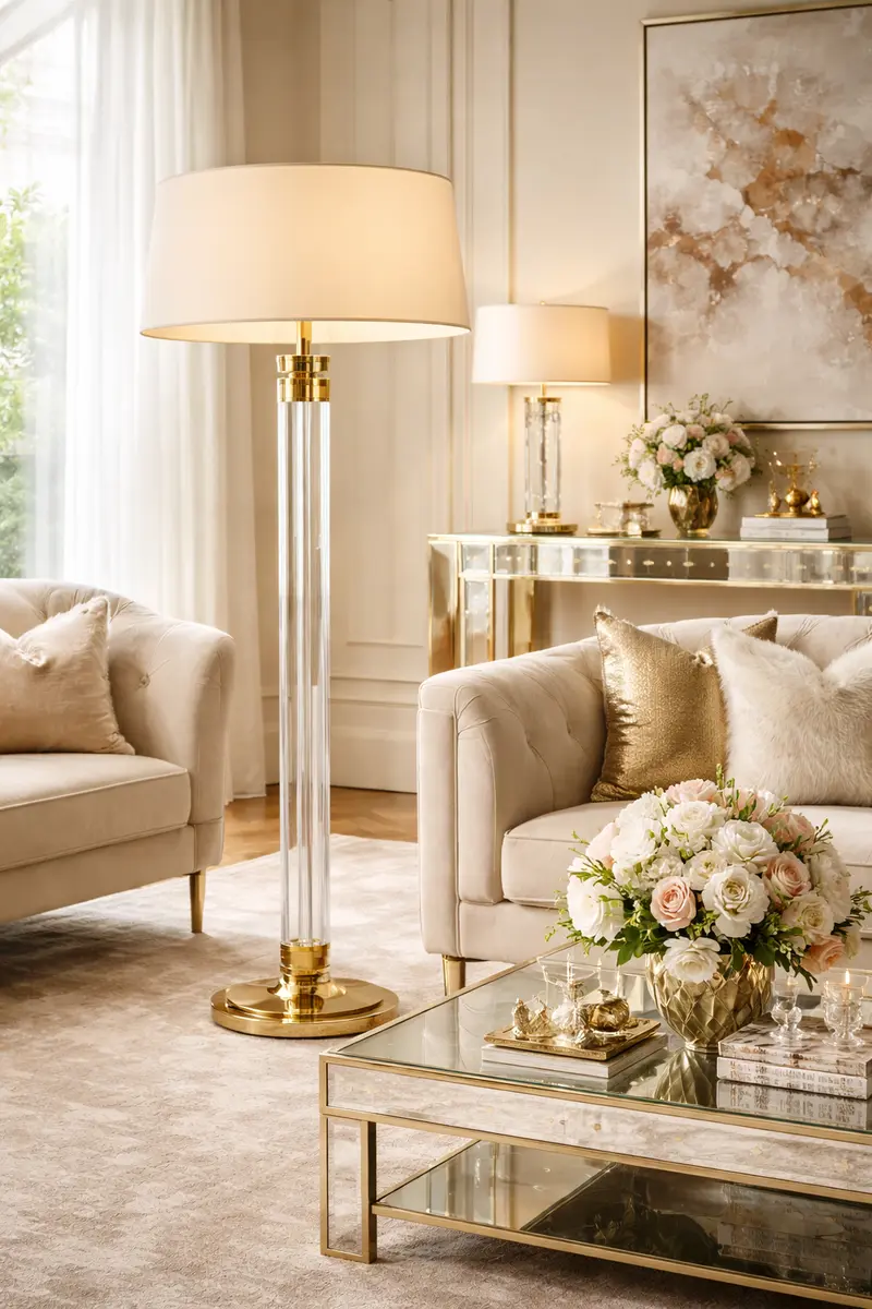 Lucite Acrylic Column Floor Lamp