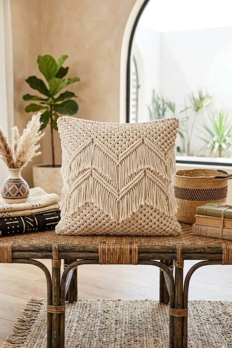 Macrame Woven Boho Accent Cushion