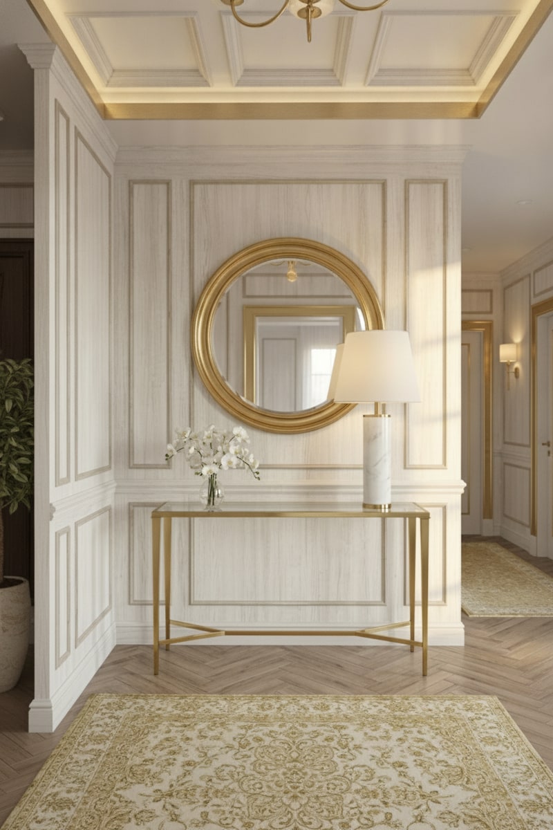 Marble Base Brass Console Lamp view 3