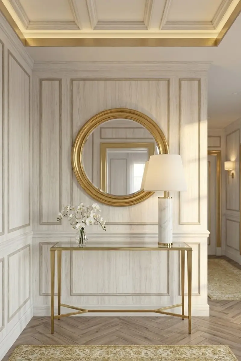 Marble Base Brass Console Lamp