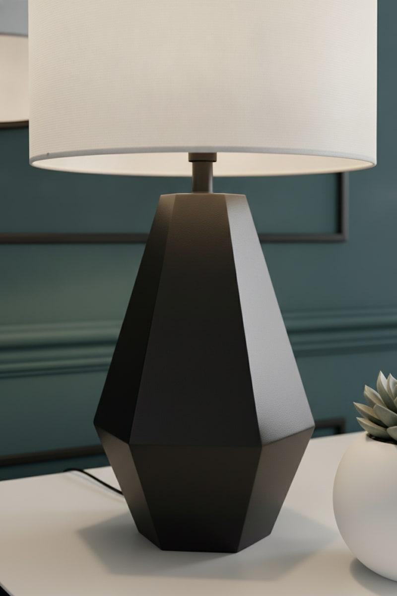 Matte Black Geometric Table Lamp view 2