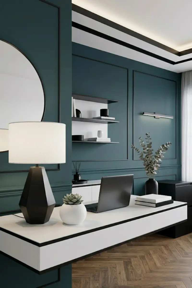 Matte Black Geometric Table Lamp