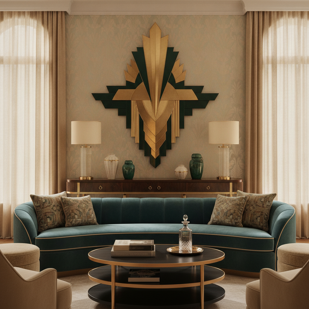 Green & Gold Overlapping Geometric Metal Wall Art