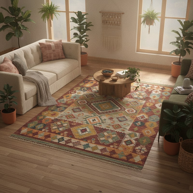 Multicolor Boho Kilim Area Rug view 3