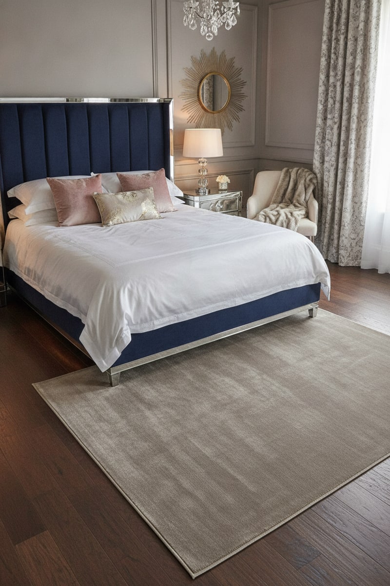Mushroom Velvet-Pile Large Bedroom Area Rug view 3