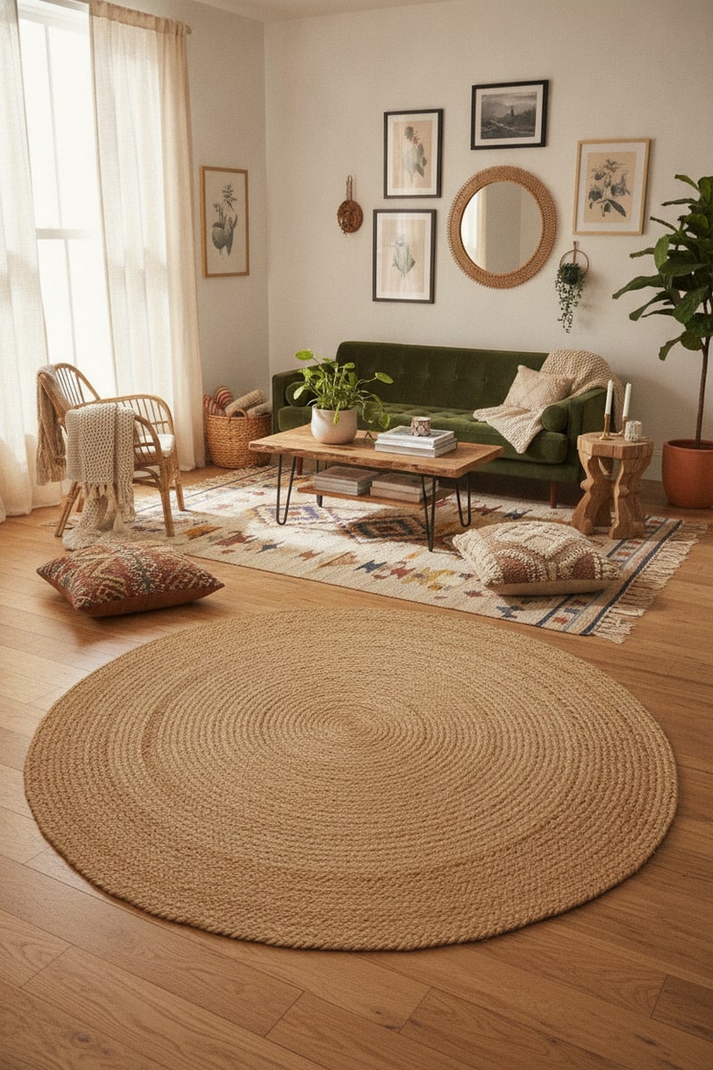Natural Jute Braided Round Area Rug view 3