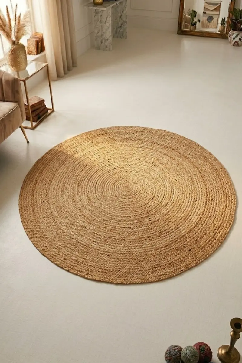 Natural Jute Braided Round Area Rug
