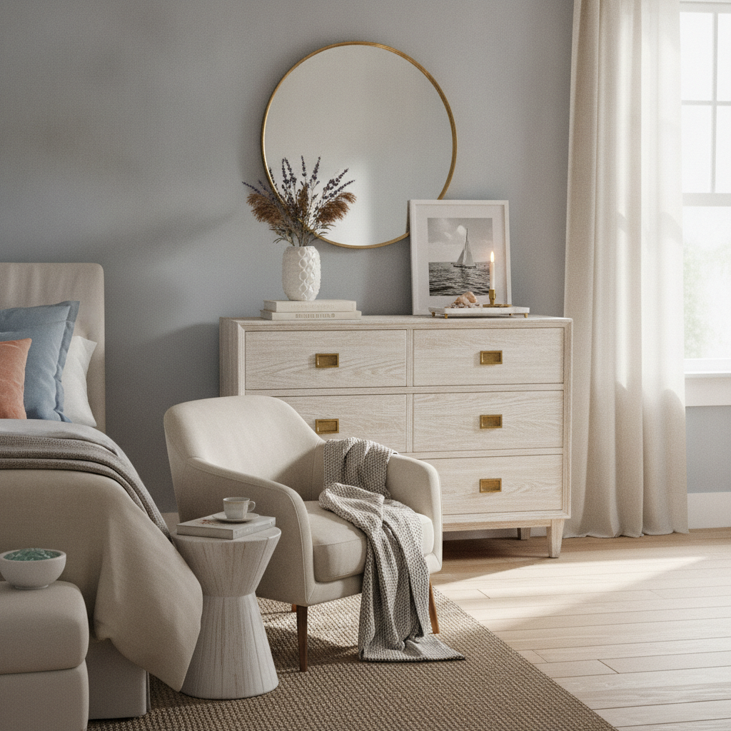 47" Off-White 6-Drawer Dresser