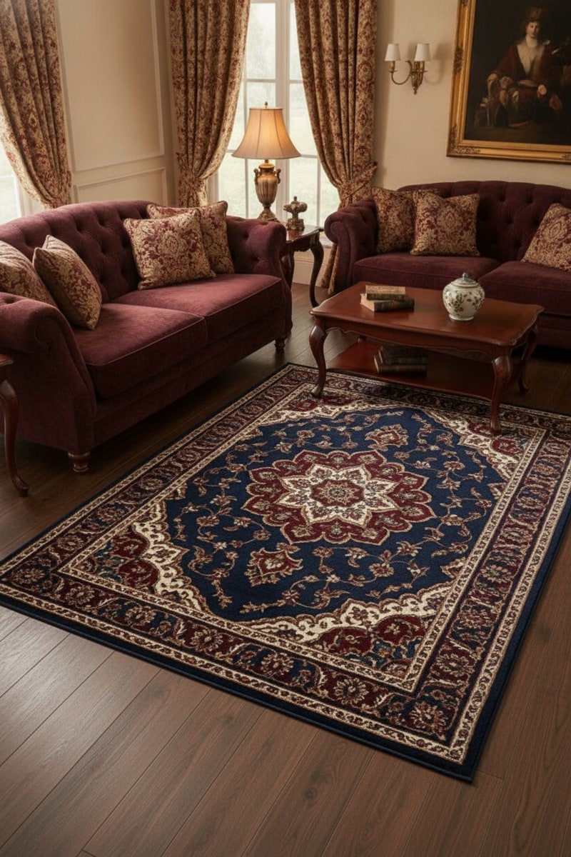 Ornate Persian-Inspired Medallion Area Rug view 3